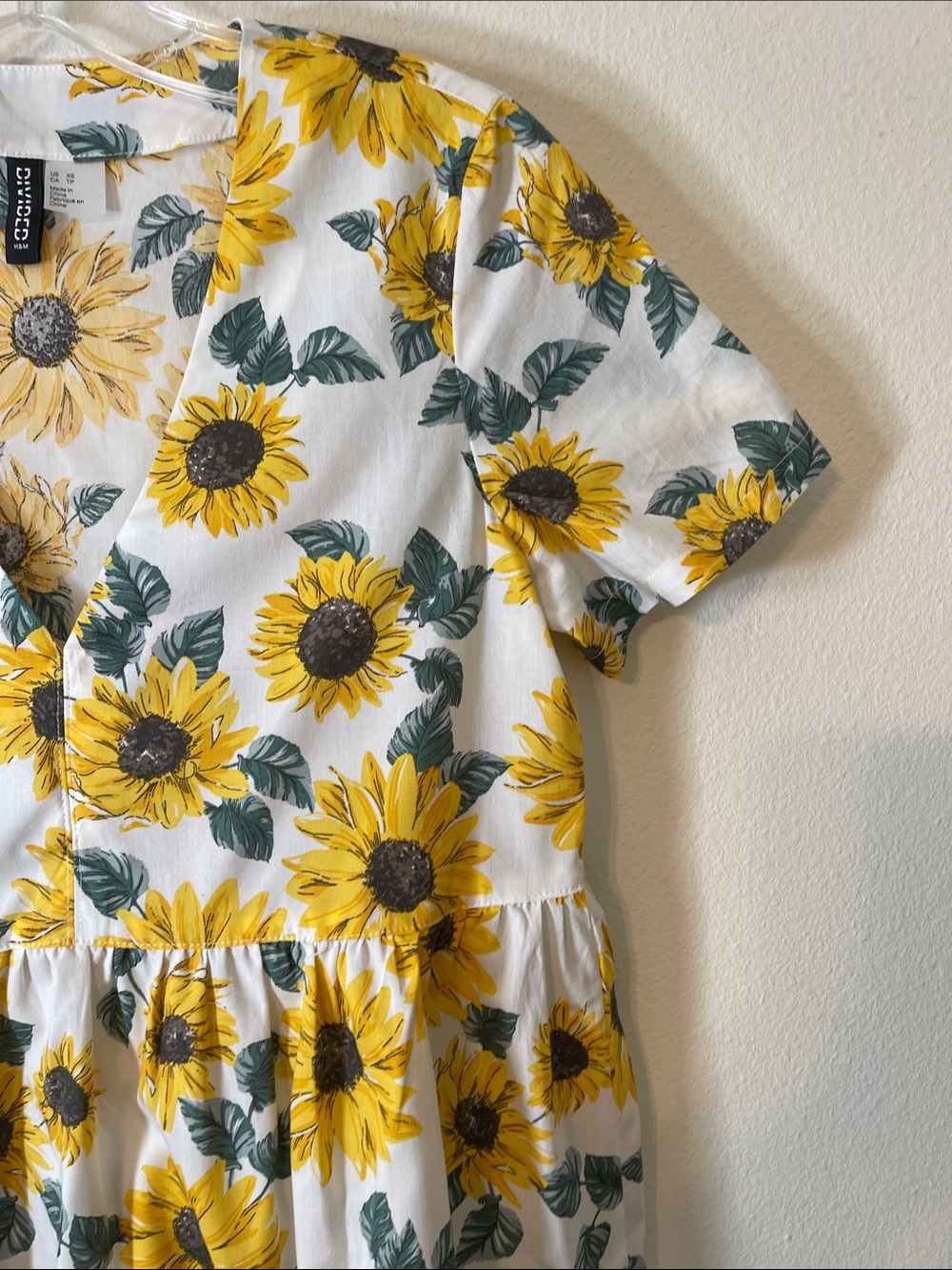 NWOT H&M Mini Cotton Short-Sleeve Sunflower Print Dress - Picture 4 of 14